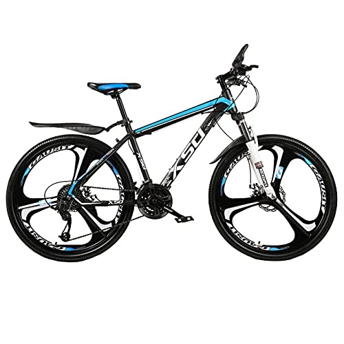 Vélo de montagnes : LZHi1 Vélo de Montagne 26 Pouces, 27 Vitesses en Acier Carbone pour Adultes, Suspension Avant, Double Frein à Disque, vélo de Ville pour Hommes et Femmes(Color:Bleu Noir)