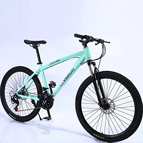 Vélo de montagnes : MOBDY Mountain Bike Man Student Youth Race Women Speed Double Disc Freins Shock Off Road Steel Adult Bicycle-Light_Green_24speed