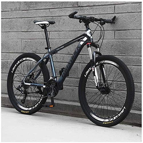 Vélo de montagnes : Mountain Bike 24 Speed 26 inch Double Disc Brake Front Suspension HighCarbon Steel Bikes Gray