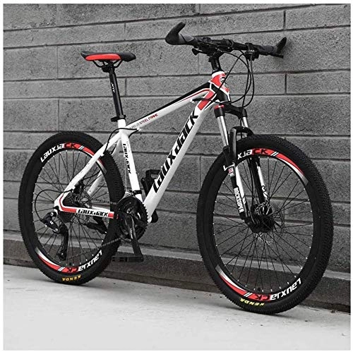 Vélo de montagnes : Mountain Bike 24 Speed 26 inch Double Disc Brake Front Suspension HighCarbon Steel Bikes White