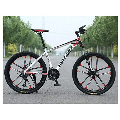 Vélo de montagnes : Mountain Bike High Carbon Steel Front Suspension Frame Mountain Bike 27 Speed Gears Outroad Bike with Dual Disc Brakes Red