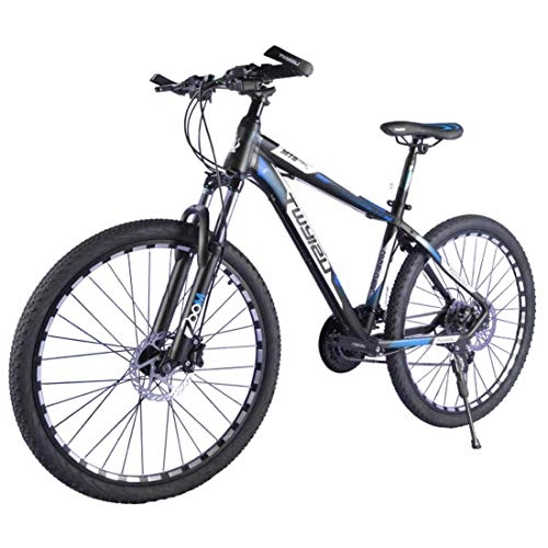 Vélo de montagnes : MUYU Vélo Adulte 27 Vitesses À Double Disque pour Hommes Et Femmes VTT Alliage D'aluminium, Blue