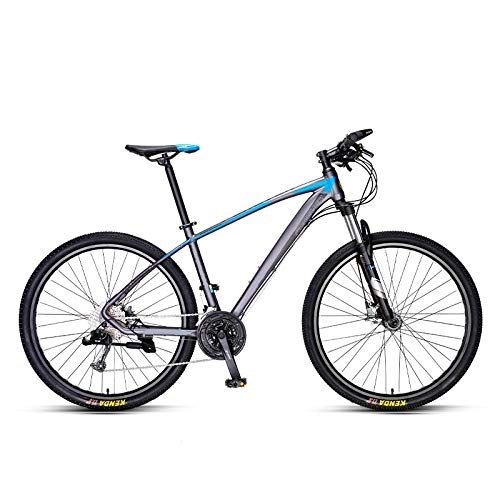 Vélo de montagnes : ndegdgswg VTT 33 vitesses, lumière de cross, VTT à double choc pour adulte 69, 8 cm, rayons 27, 5 cm (gris / bleu)