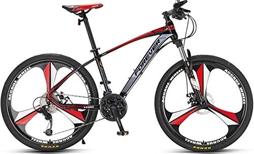 Vélo de montagnes : No Branded Forever VTT pour adulte, vélo rigide avec siège réglable, YE880, 26", 30 vitesses, cadre en alliage d'aluminium, noir / rouge, jante en alliage