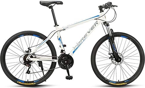 Vélo de montagnes : No Branded Forever Ye880 Vélo VTT pour adulte avec siège réglable, 26", 24 vitesses, cadre en alliage d'aluminium, blanc / bleu