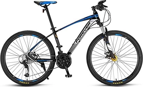 Vélo de montagnes : No Branded Forever Ye880 Vélo VTT pour adulte avec siège réglable, 26", 27 vitesses, cadre en alliage d'aluminium, noir / bleu