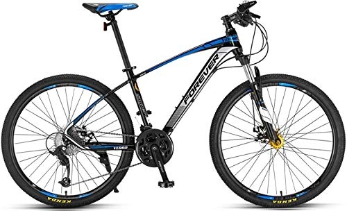 Vélo de montagnes : No Branded Forever Ye880 Vélo VTT pour adulte avec siège réglable, 26", 27 vitesses, cadre en alliage d'aluminium, noir / bleu standard