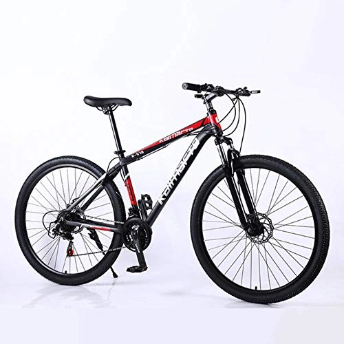 Vélo de montagnes : Pakopjxnx Double Disc Brake Mountain Bike Aluminum Alloy Frame Adult Student, 21speed Black Red