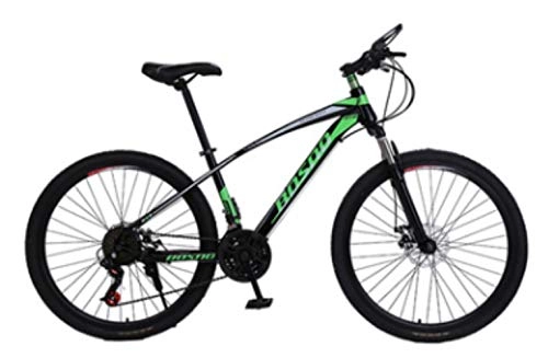 Vélo de montagnes : Pakopjxnx Mountain Bike 26-inch 21-Speed Front and Rear Double Disc Brakes, Green, 26 * 17(165-175cm)