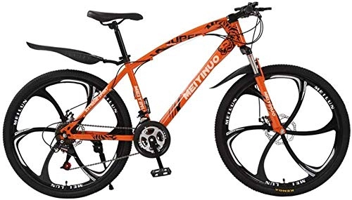 Vélo de montagnes : PAXF Carbon-Rich Steel Strong 26 inch Mountain Bike Fully Suitable from 150 cm-185cm Disc Brake Front and Rear Full Suspension Boys-Men Bike with Front and Rear Fender-Orange