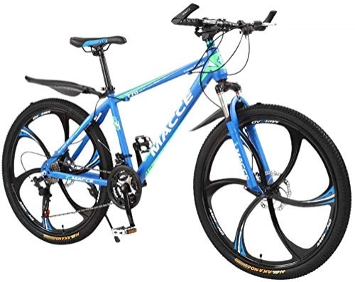 Vélo de montagnes : PAXF Carbon-Rich Steel Strong 26 inch Mountain Bike Fully Suitable from 160 cm-180cm Disc Brake Front and Rear Full Suspension Boys-Men Bike with Front and Rear Fender-Blue
