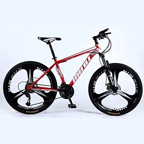 Vélo de montagnes : PAXF - Country Mountain Bike 24 / 26 inch with Double Disc Brake MTB for Adults Hardtail Bike with Adjustable Seat Thickened Carbon Steel Frame Red 3 Cutting wheel-30-level Shift_26 inch