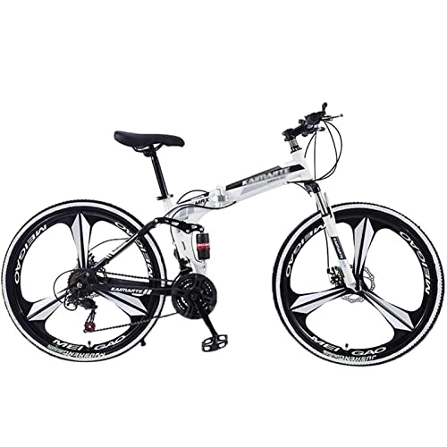 Vélo de montagnes : QCLU 26 Pouces VTT, en Acier au Carbone 21 Vitesses Vélo Suspension Avant MTB Couleur Roues Équipement Shift, Fourche à Suspension, garçons vélo et vélo Hommes (Color : White)