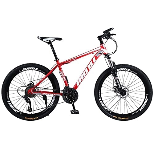 Vélo de montagnes : QCLU 26 Pouces vélo avec fourches de Suspension et éclairage 21 Vitesses Shimano Freins à Disque VTT Semi-Rigide, Trekking Vélo Hommes Vélo Filles vélo, VTT Full Suspension (Color : Red)