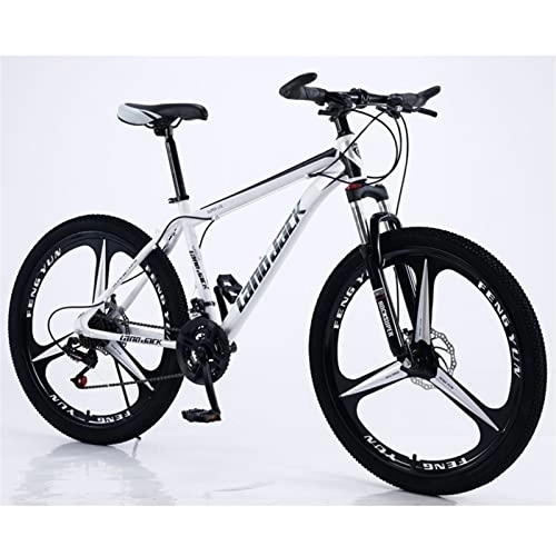 Vélo de montagnes : QCLU Unisexe Mountain Bike, 26 Pouces Mountain Bikes, for Hommes, VTT féminin, avec siège réglable, Freins à Double Disque, Noir et Blanc, 3 Coupe-Roues (Taille : 27-Speed)