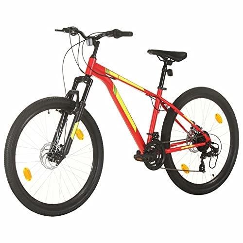 Vélo de montagnes : Qnotici Mountain Bike Roues 27.5 Pouces Transmission 21 Vitesses, Hauteur du Cadre 38 cm, Rouge