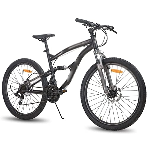 Vélo de montagnes : QYTEC zxc Vélo pour homme 66 cm Cadre en acier VTT 21 vitesses Double frein à disque (couleur : noir, taille : 26")