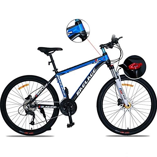 Vélo de montagnes : Relaxbx 30 Vitesses vélo de Montagne 26 Pouces en Plein air vélos de Course de Montagne en Alliage d'aluminium Frein à Disque, Fourche à Suspension Noir + Bleu