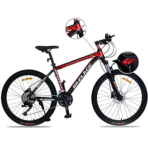 Vélo de montagnes : Relaxbx Bicyclettes de Course de Montagne en Plein air Frein à Disque de vélo de Montagne en Alliage d'aluminium à 30 Vitesses, Fourche à Suspension Noir + Rouge