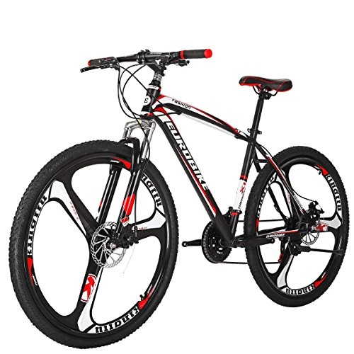 Vélo de montagnes : SL VTT Hardtail X1 21 vitesses, vélo de montagne 27, 5 cm, roues à 3 rayons double suspension (rouge)