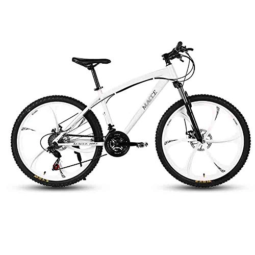Vélo de montagnes : SOAR Vélo de Montagne Adulte Adulte VTT Vélo Route Vélos VTT for Les Hommes et Les Femmes 24En Roues Double Vitesse réglable Frein à Disque (Color : White, Size : 21 Speed)