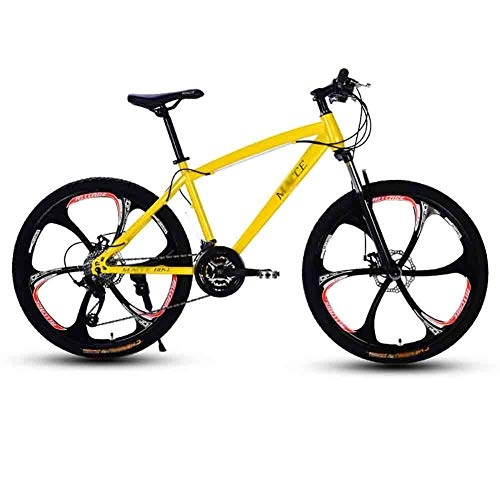 Vélo de montagnes : SOAR Vélo de Montagne Adulte Adulte VTT Vélo Route Vélos VTT for Les Hommes et Les Femmes 24En Roues Double Vitesse réglable Frein à Disque (Color : Yellow, Size : 24 Speed)