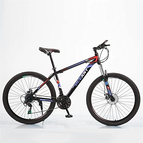 Vélo de montagnes : TAURU Vélo de 27, 5 pouces, VTT pour homme, VTT pour adulte, fourche à ressort, frein à disque mécanique, cadre en acier au carbone (bleu)