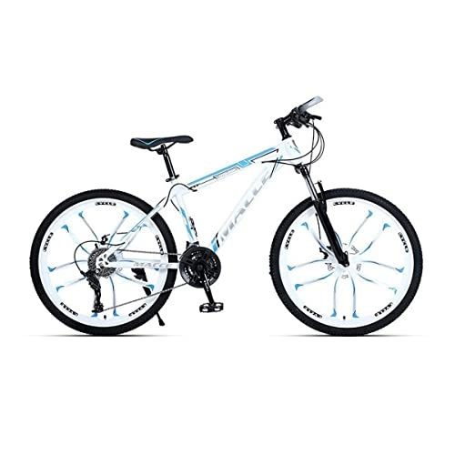 Vélo de montagnes : VIIPOO Vélo Montagne 24 / 26 Pouces Alliage d'aluminium VTT Suspension pour Homme avec Cadre Acier Carbone Haute résistance Design pour vélos Adultes, White-24‘’ / 27 Speed