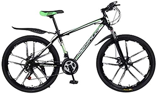 Vélo de montagnes : Vlo de montagne VTT For Adultes Outdoor VTT En Acier Au Carbone Haute Armature En Acier 26 Pouces 21 Vitesses Vlo Feels Dtendu Et Durable Vlo Confortable ZHAOSHUNLI ( Color : Black-green )