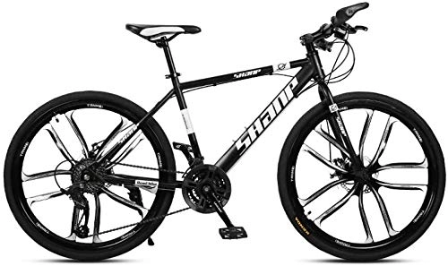 Vélo de montagnes : VTT 24 / 26"Mountain VTT, Léger 21 / 24 / 27 / 30x Board Adulte, Cadre de Cadre en métal léger, Frein à Disque de Frein à Double Disque (Color : Black, Size : 24 inch 30 Speed)