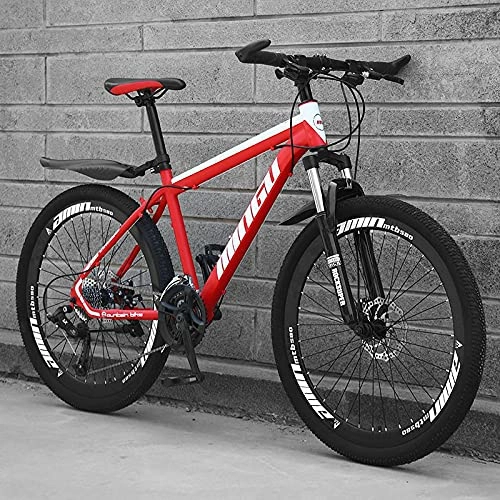 Vélo de montagnes : VTT 26" - MJH-02 - 24 vitesses - VTT pour adultes et jeunes - Cadre en acier à haute teneur en carbone - Double suspension - Double frein à disque - Personnalités cool - 5 couleurs au choix