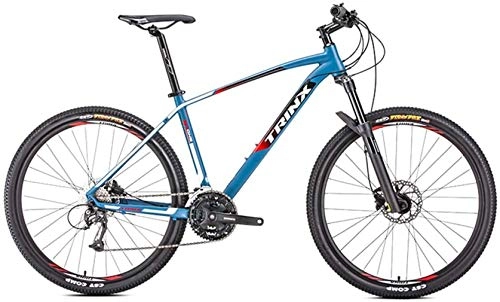 Vélo de montagnes : VTT adulte, pneus 27.5 pouces 27 vitesses Semi_Rigide, cadre en aluminium léger, suspension avant orange VTT, bleu