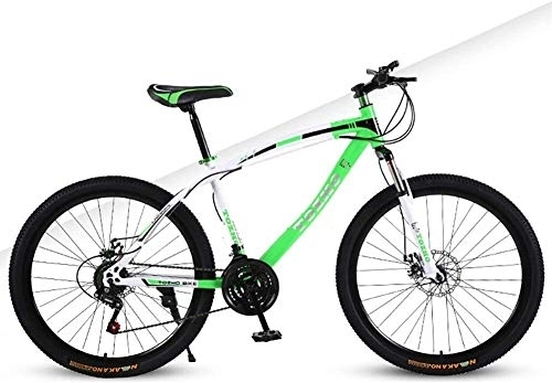 Vélo de montagnes : VTT Hommes et femmes Vélos de route Voyage d'été en plein air Vélo étudiants Vélo Double Shock Frein à disque Vitesse réglable cadre en acier au carbone à haute bicyclette (Color : Green)
