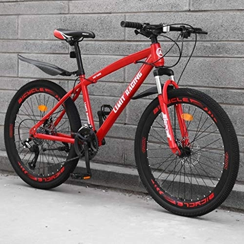 Vélo de montagnes : VTT, Mountain Bike / Vélos, Cadre en Acier au Carbone, Suspension Avant et Double Disque de Frein, Roues 26 Pouces (Color : D, Size : 21-Speed)