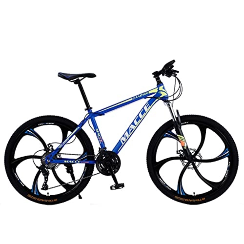 Vélo de montagnes : Vélo de cross-country à six pales en acier au carbone à double frein à disque VTT (24 / 26 pouces 21 / 24 / 27 / 30 vitesses bleu; noir et rouge; noir et vert; noir et orange 135, 0 cm * 19, 0 cm * 72, 0 cm)
