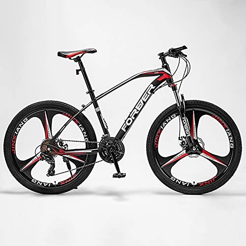 Vélo de montagnes : Vélo de montagne en alliage d'aluminium de 26 pouces pour hommes et femmes, 27 vitesses, double frein à disque, vélos de montagne pour adultes, fourche suspendue, vélos de route de v(Color:Noir rouge)
