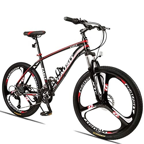 Vélo de montagnes : Vélo de montagne pour adulte et adulte - 66 cm - 27 / 30 vitesses - Cadre en alliage d'aluminium léger - Frein à disque à suspension avant - Noir / rouge - Pour femme et homme