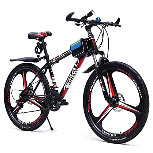 Vélo de montagnes : Vélo de montagne pour adultes et femmes - 21 vitesses - Frein à double disque - Roue de suspension avant - Cadre en acier au carbone