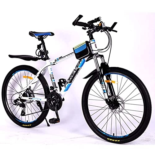 Vélo de montagnes : Vélo de montagne pour adultes et femmes - VTT de 66 cm - Pour adulte et femme - 21 vitesses - Suspension avant - Double frein à disque - Cadre en acier au carbone