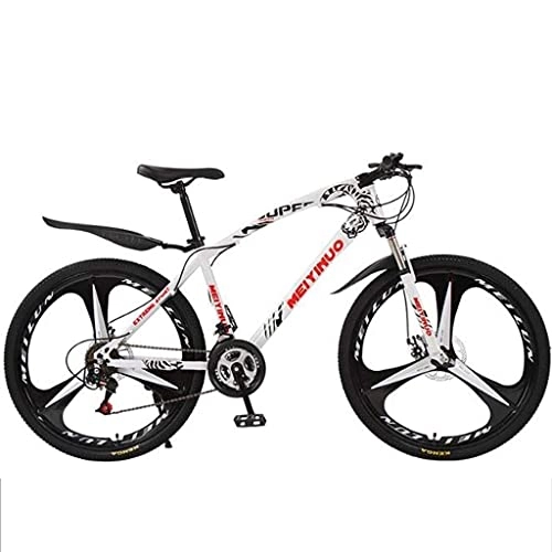 Vélo de montagnes : Vélo de montagne pour adultes et hommes - VTT de 66 cm - 21 / 24 / 27 vitesses - Cadre en acier carbone avec double frein à disque et suspension avant - Pour femme et homme