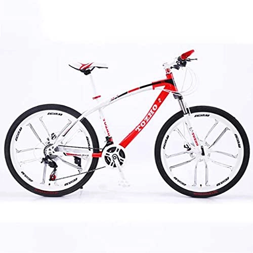 Vélo de montagnes : Vélo de montagne pour adultes et hommes - VTT de 66 cm - Cadre en acier au carbone - Double frein à disque à suspension avant - Pour femme et homme