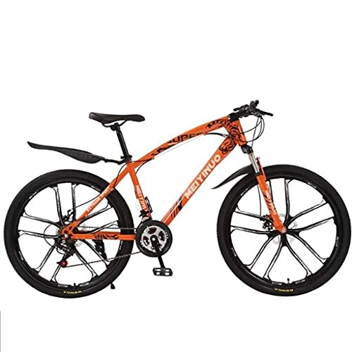 Vélo de montagnes : Vélo de montagne pour adultes et hommes - VTT de 66 cm - Double frein à disque et suspension avant - 21 / 24 / 27 vitesses - Cadre en acier carbone - Pour femme et homme