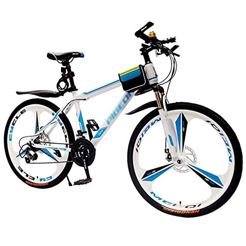 Vélo de montagnes : Vélo de montagne unisexe pour adulte et jeune - VTT de 66 cm - 21 vitesses - Double frein à disque - Suspension avant - Cadre en acier carbone - Roue unique