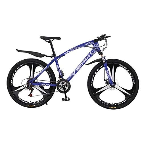 Vélo de montagnes : Vélo VTT, Vélo Tout Terrain, Vélo de Montagne, Montagne Vélos 26 pouces Cadre en acier Roue carbone Ravine Bike, Double Frein à disque et anti-choc avant Fourche ( Color : Blue , Size : 21-speed )
