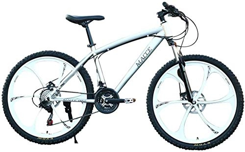 Vélo de montagnes : Wangwang454 26 inch Carbon Steel Mountain Bike 24-Speed Bike MTB with Full Suspension and Stylish 6-Spoke Rims Portable Folding Bike for Adults Youth and children-Silber-24 Speed ​​