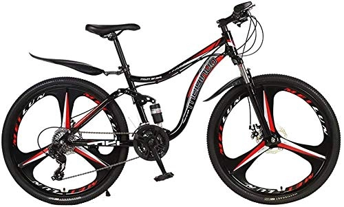 Vélo de montagnes : Wangwang454 Bicycle 26 inch Mountain Bike 21 Gear Shift Disc Brake Front and Rear Full Suspension Boys-Girls Bike & Men-Women Bike-2 - Red_26 inch