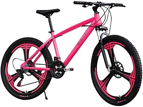Vélo de montagnes : Wangwang454 Carbon-Rich Steel Strong 26 inch Mountain Bike Fully Suitable from 150 cm-185cm Disc Brake Front and Rear Full Suspension Boys-Men Bike with Front and Rear Fender-Pink