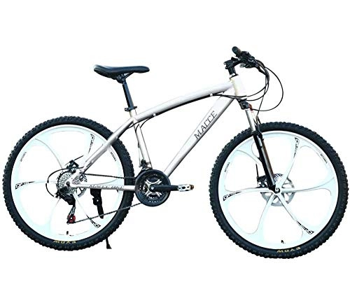 Vélo de montagnes : WJJH Mountain Bike pour Carbon Montagne en Acier pour Homme Vélo 24 Vitesse vélo Suspension Avant de VTT - Simple Style, Argent