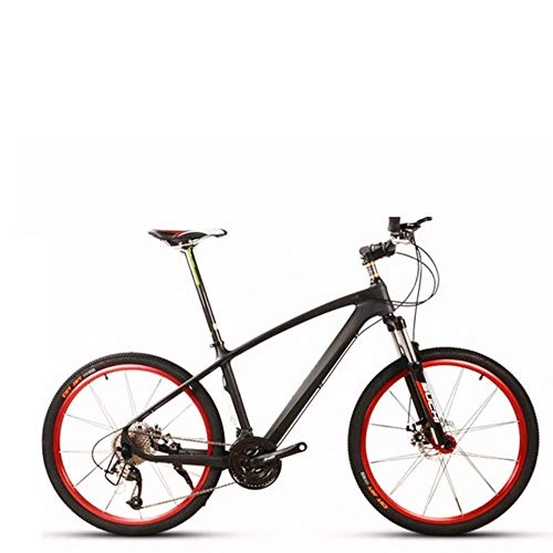 Vélo de montagnes : WND vélo VTT en Fibre de Carbone à Vitesse Variable Absorption des Chocs Double Frein à Disque en Alliage d'aluminium, Noir Rouge, 30 Vitesses