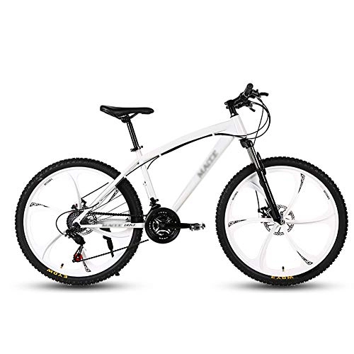 Vélo de montagnes : WSZGR Frein à Double Disque Bike pour Hommes Femmes, Adulte 26 Pouces Vélo De Montagne, Plage Motoneige Vélo VTT Bike Blanc 26" 21-Vitesse